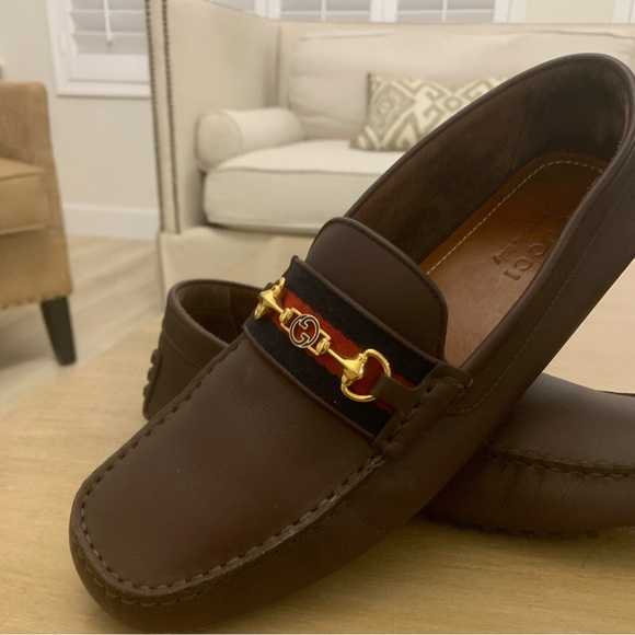 Gucci Ayrton Leather & Web Driver Loafers Shows Size 9.5 UK - Picture 7 of 13